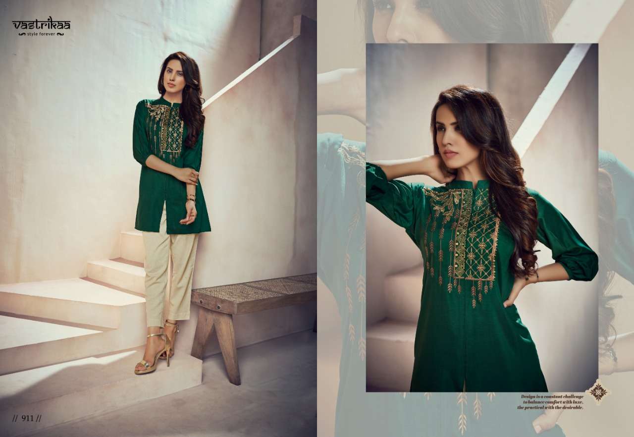 VERVE TOPS BY VASTRIKAA 911 TO 916 SERIES BEAUTIFUL STYLISH FANCY COLORFUL CASUAL WEAR & ETHNIC WEAR HEAVY MUSLIN TOPS AT WHOLESALE PRICE
