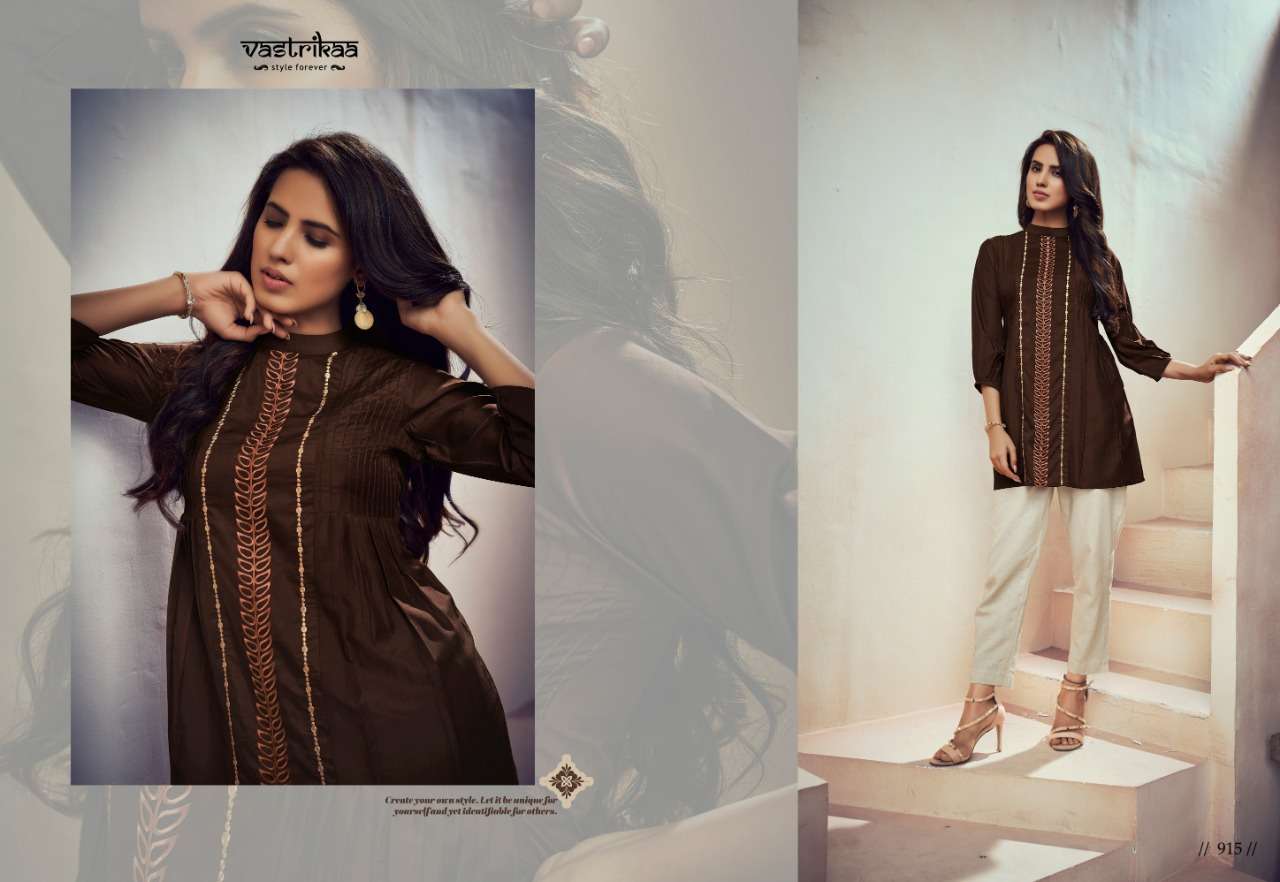 VERVE TOPS BY VASTRIKAA 911 TO 916 SERIES BEAUTIFUL STYLISH FANCY COLORFUL CASUAL WEAR & ETHNIC WEAR HEAVY MUSLIN TOPS AT WHOLESALE PRICE