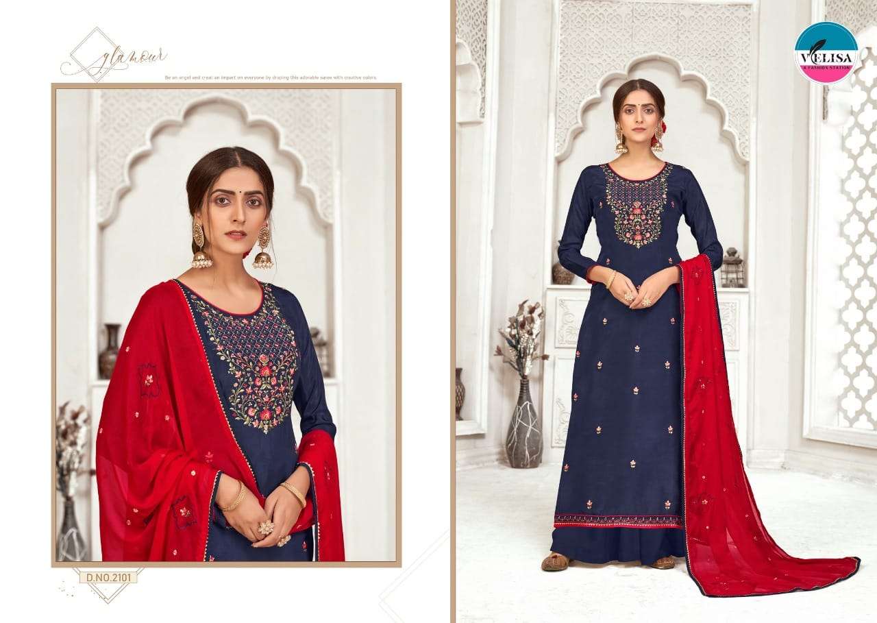 LEAF BY VELISA 2101 TO 2104 SERIES BEAUTIFUL STYLISH SHARARA SUITS FANCY COLORFUL CASUAL WEAR & ETHNIC WEAR & READY TO WEAR PURE VISCOSE SILK EMBROIDERED DRESSES AT WHOLESALE PRICE