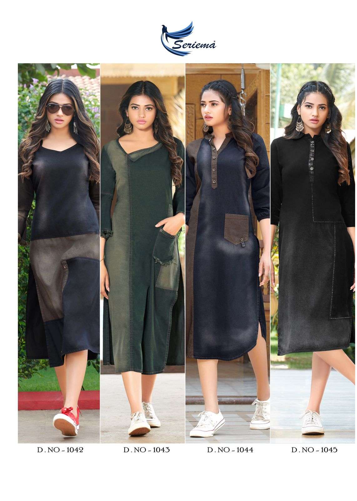 KUMB CAPTURE BY SPARROW 1038 TO 1045 SERIES DESIGNER STYLISH FANCY COLORFUL BEAUTIFUL PARTY WEAR & ETHNIC WEAR COLLECTION PURE COTTON DENIM KURTIS AT WHOLESALE PRICE