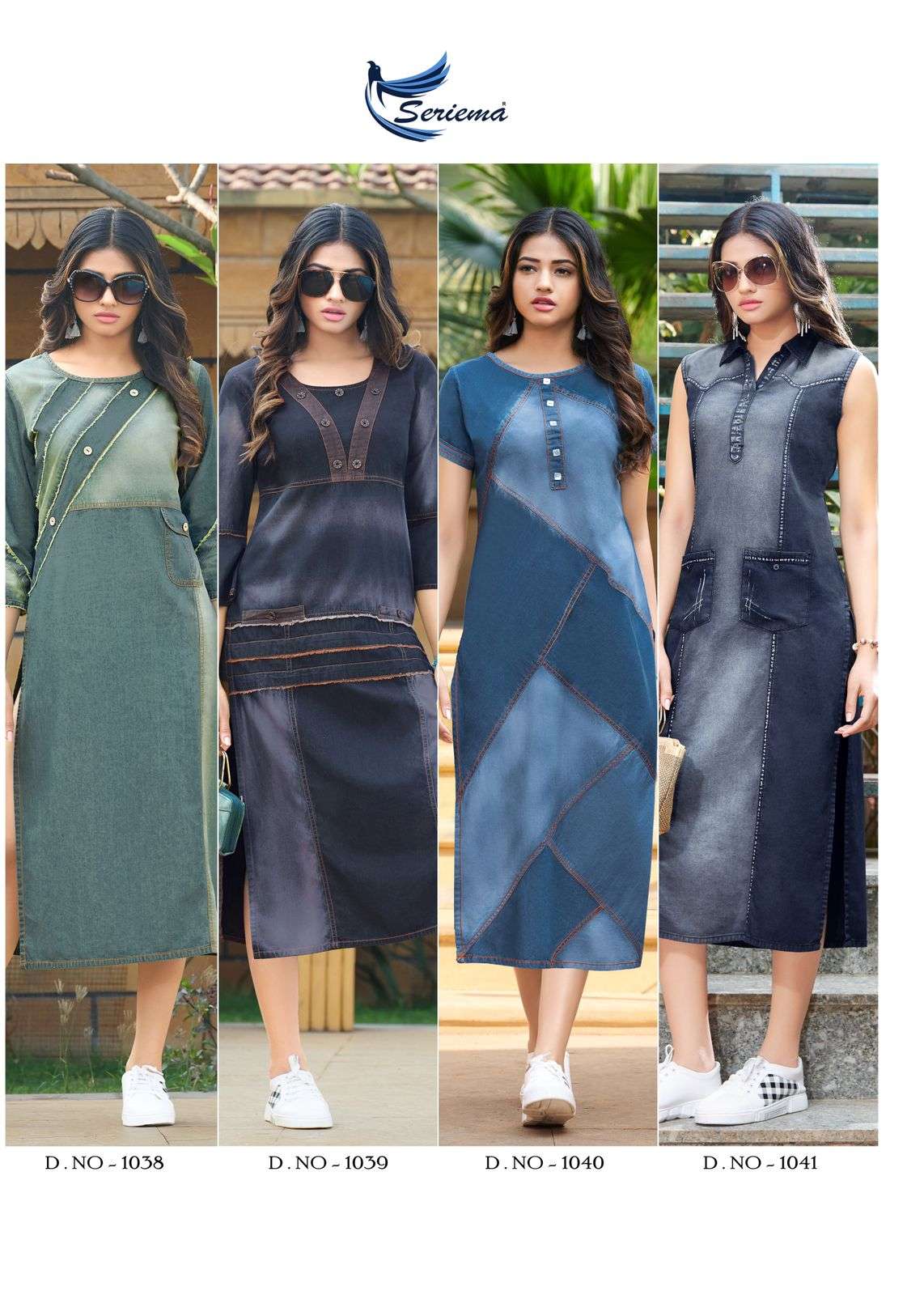 KUMB CAPTURE BY SPARROW 1038 TO 1045 SERIES DESIGNER STYLISH FANCY COLORFUL BEAUTIFUL PARTY WEAR & ETHNIC WEAR COLLECTION PURE COTTON DENIM KURTIS AT WHOLESALE PRICE
