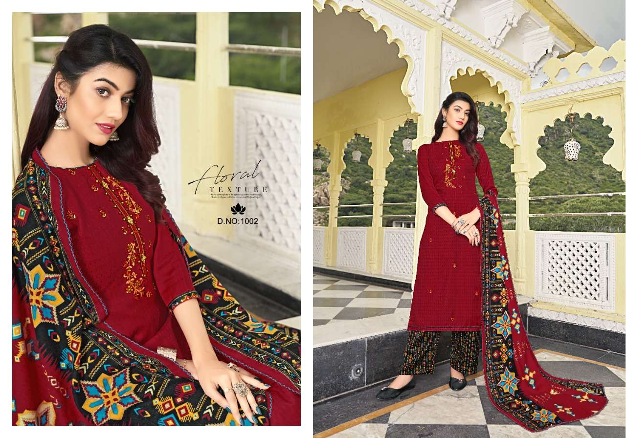 NASHEEN BY VIJAYA FASHION 1001 TO 1010 SERIES BEAUTIFUL STYLISH SUITS FANCY COLORFUL CASUAL WEAR & ETHNIC WEAR & READY TO WEAR PASHMINA DOBBY EMBROIDERED DRESSES AT WHOLESALE PRICE