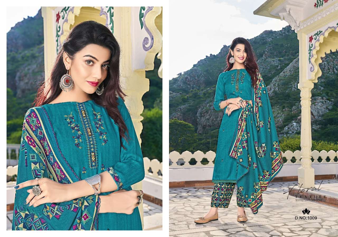 NASHEEN BY VIJAYA FASHION 1001 TO 1010 SERIES BEAUTIFUL STYLISH SUITS FANCY COLORFUL CASUAL WEAR & ETHNIC WEAR & READY TO WEAR PASHMINA DOBBY EMBROIDERED DRESSES AT WHOLESALE PRICE