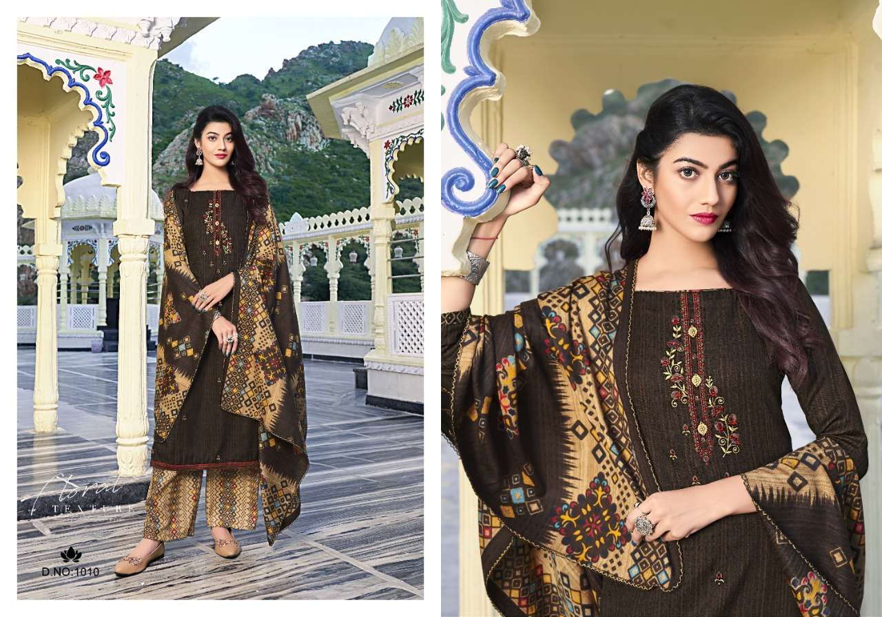 NASHEEN BY VIJAYA FASHION 1001 TO 1010 SERIES BEAUTIFUL STYLISH SUITS FANCY COLORFUL CASUAL WEAR & ETHNIC WEAR & READY TO WEAR PASHMINA DOBBY EMBROIDERED DRESSES AT WHOLESALE PRICE