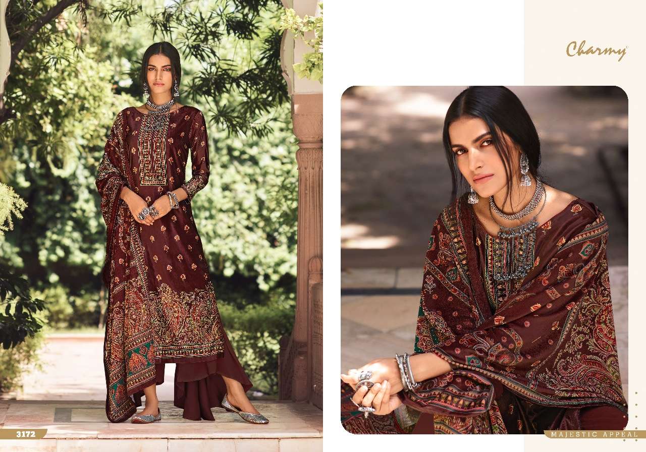 VELVET VOL-5 BY CHARMY 3171 TO 3178 SERIES BEAUTIFUL STYLISH SUITS FANCY COLORFUL CASUAL WEAR & ETHNIC WEAR & READY TO WEAR VELVET DIGITAL PRINTED DRESSES AT WHOLESALE PRICE