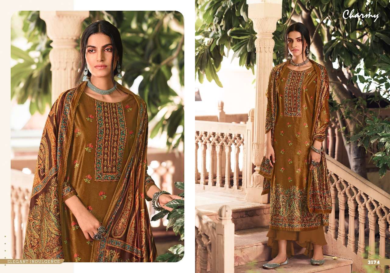 VELVET VOL-5 BY CHARMY 3171 TO 3178 SERIES BEAUTIFUL STYLISH SUITS FANCY COLORFUL CASUAL WEAR & ETHNIC WEAR & READY TO WEAR VELVET DIGITAL PRINTED DRESSES AT WHOLESALE PRICE
