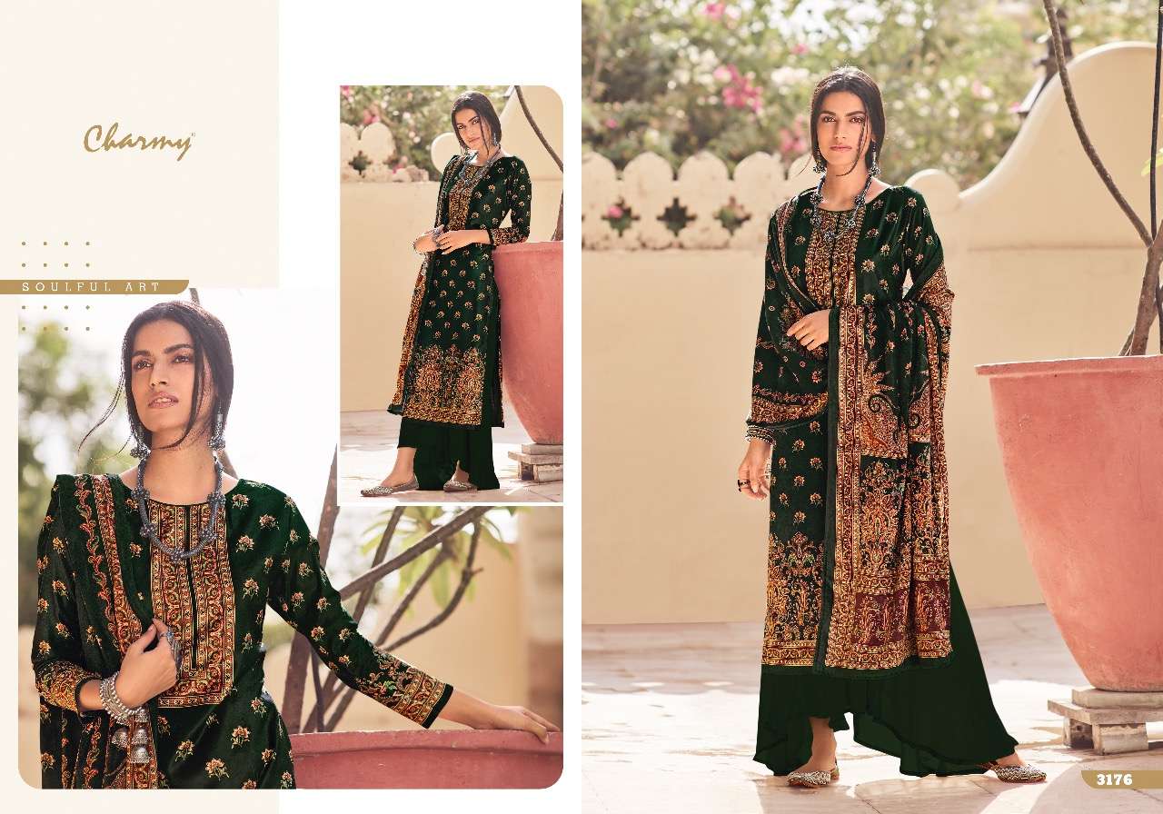 VELVET VOL-5 BY CHARMY 3171 TO 3178 SERIES BEAUTIFUL STYLISH SUITS FANCY COLORFUL CASUAL WEAR & ETHNIC WEAR & READY TO WEAR VELVET DIGITAL PRINTED DRESSES AT WHOLESALE PRICE