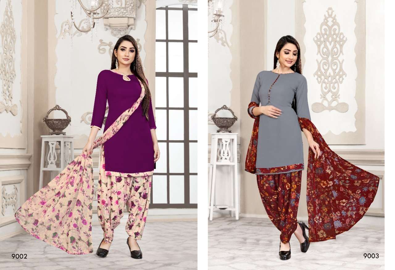 MILLY VOL-39 BY SWEETY FASHION 9001 TO 9012 SERIES BEAUTIFUL STYLISH SUITS FANCY COLORFUL CASUAL WEAR & ETHNIC WEAR & READY TO WEAR LEON CREPE DRESSES AT WHOLESALE PRICE