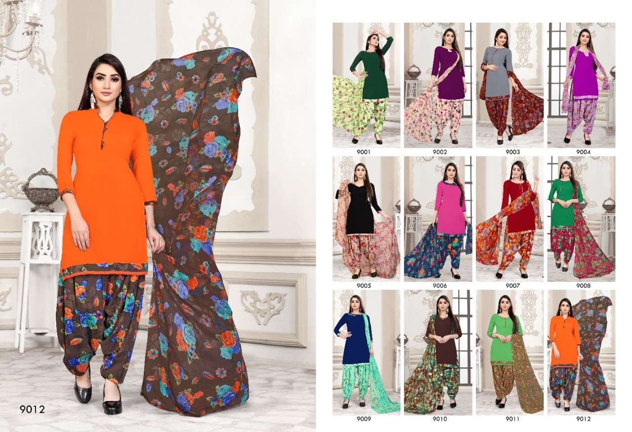 MILLY VOL-39 BY SWEETY FASHION 9001 TO 9012 SERIES BEAUTIFUL STYLISH SUITS FANCY COLORFUL CASUAL WEAR & ETHNIC WEAR & READY TO WEAR LEON CREPE DRESSES AT WHOLESALE PRICE