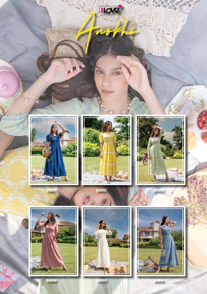 ANOKHI VOL-2 BY 1 LOVE 01 TO 06 SERIES DESIGNER STYLISH FANCY COLORFUL BEAUTIFUL PARTY WEAR & ETHNIC WEAR COLLECTION COTTON GOWNS AT WHOLESALE PRICE