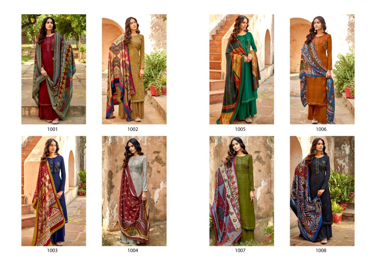 FROST BY SWEETY FASHION 1001 TO 1008 SERIES BEAUTIFUL STYLISH SUITS FANCY COLORFUL CASUAL WEAR & ETHNIC WEAR & READY TO WEAR PASHMINA PRINTED DRESSES AT WHOLESALE PRICE