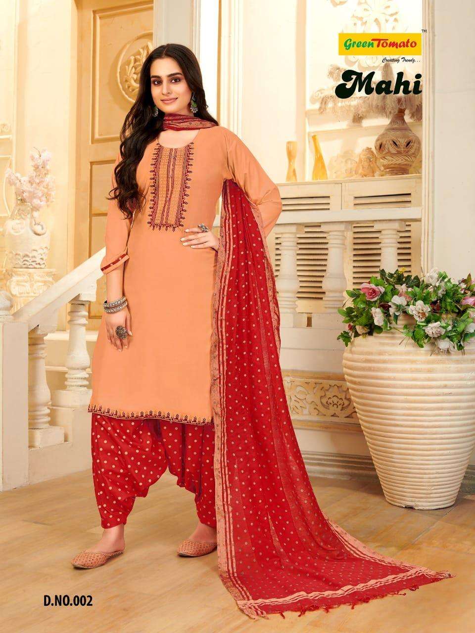 MAHI BY GREEN TOMATO 01 TO 08 SERIES BEAUTIFUL PATIYALA SUITS COLORFUL STYLISH FANCY CASUAL WEAR & ETHNIC WEAR HEAVY RAYON DRESSES AT WHOLESALE PRICE