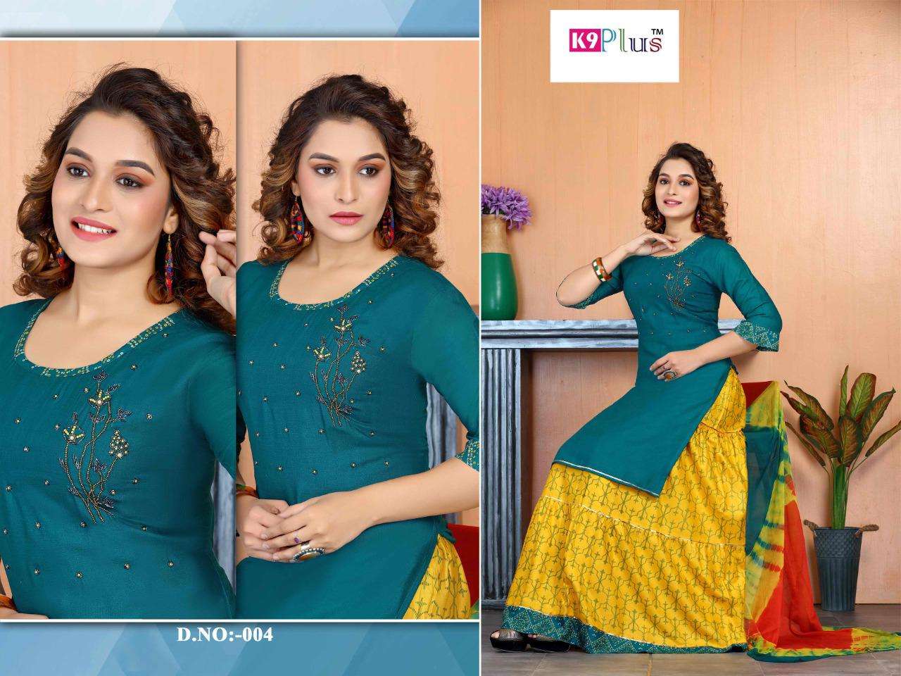 RIOUS BY K9 PLUS 001 TO 008 SERIES BEAUTIFUL SHARARA SUITS COLORFUL STYLISH FANCY CASUAL WEAR & ETHNIC WEAR HEAVY RAYON EMBROIDERED DRESSES AT WHOLESALE PRICE
