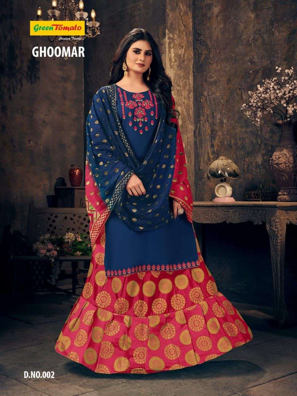 GHOOMAR BY GREEN TOMATO 001 TO 008 SERIES BEAUTIFUL SUITS COLORFUL STYLISH FANCY CASUAL WEAR & ETHNIC WEAR FANCY DRESSES AT WHOLESALE PRICE