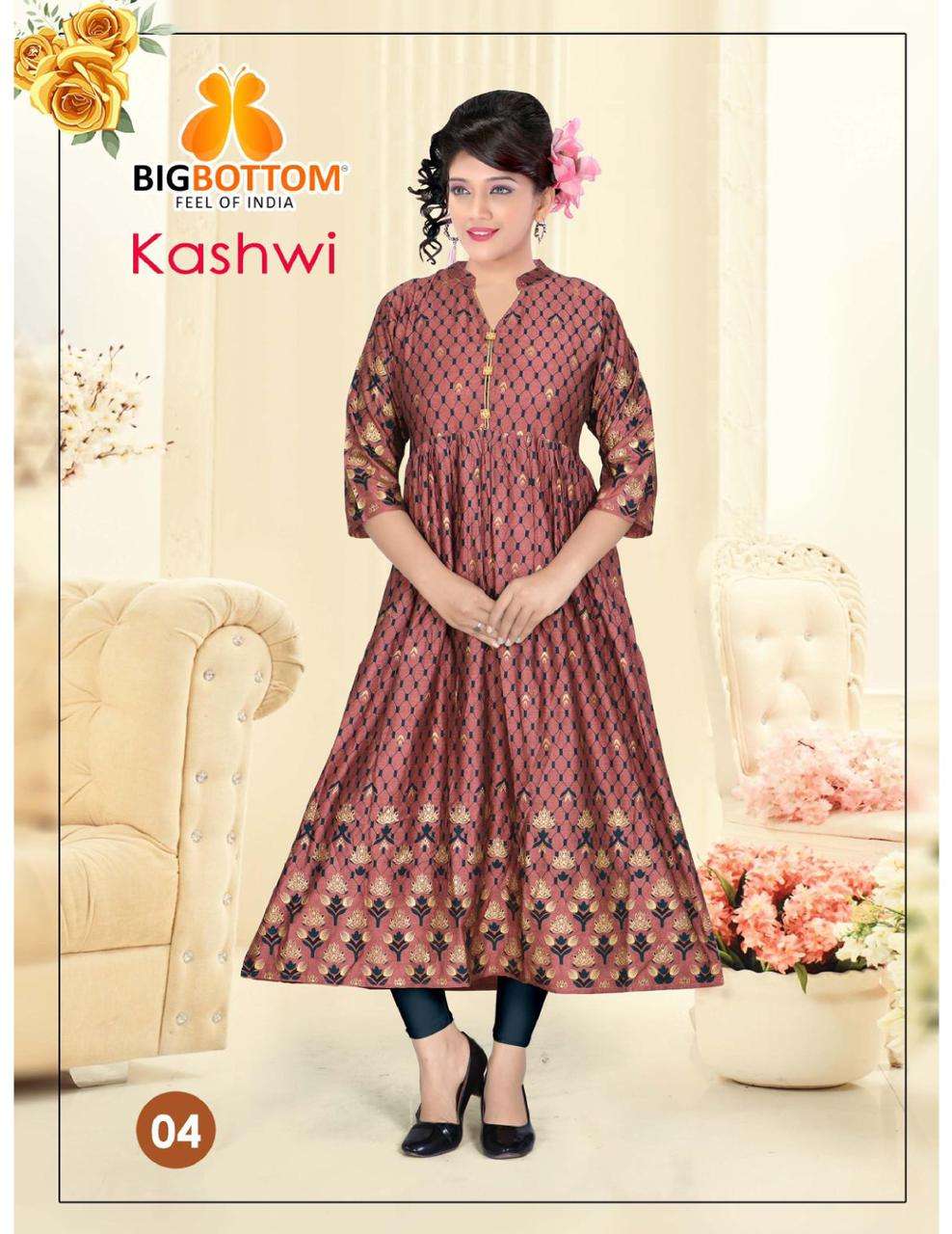 KASHWI BY BIG BOTTOM 01 TO 06 SERIES BEAUTIFUL STYLISH FANCY COLORFUL CASUAL WEAR & ETHNIC WEAR HEAVY RAYON FOIL PRINT GOWNS AT WHOLESALE PRICE