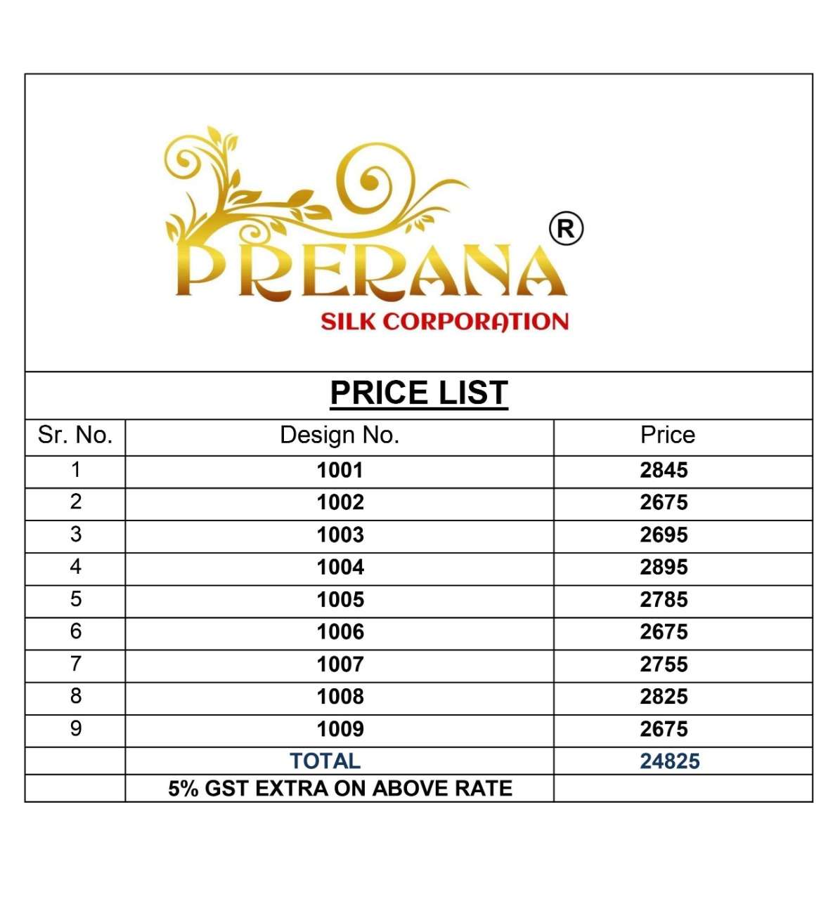 PRERANA 1001 SERIES BY PRERANA 1001 TO 1009 SERIES INDIAN TRADITIONAL WEAR COLLECTION BEAUTIFUL STYLISH FANCY COLORFUL PARTY WEAR & OCCASIONAL WEAR SILK SAREES AT WHOLESALE PRICE