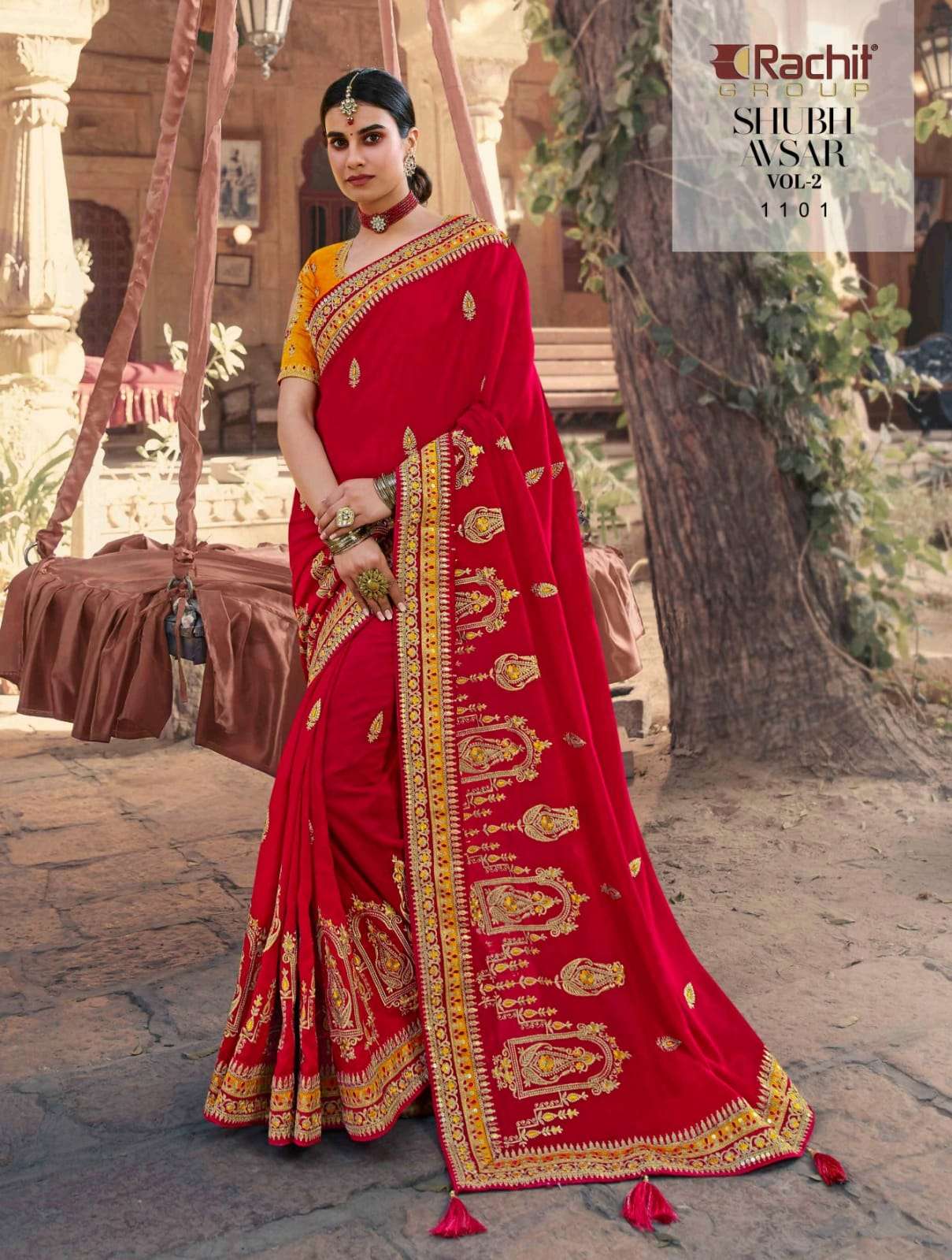 SHUBH AVSAR VOL-2 BY RACHIT 1101 TO 1114 SERIES COLORFUL BEAUTIFUL FANCY PARTY WEAR & TRADITIONAL WEAR FANCY SAREES AT WHOLESALE PRICE