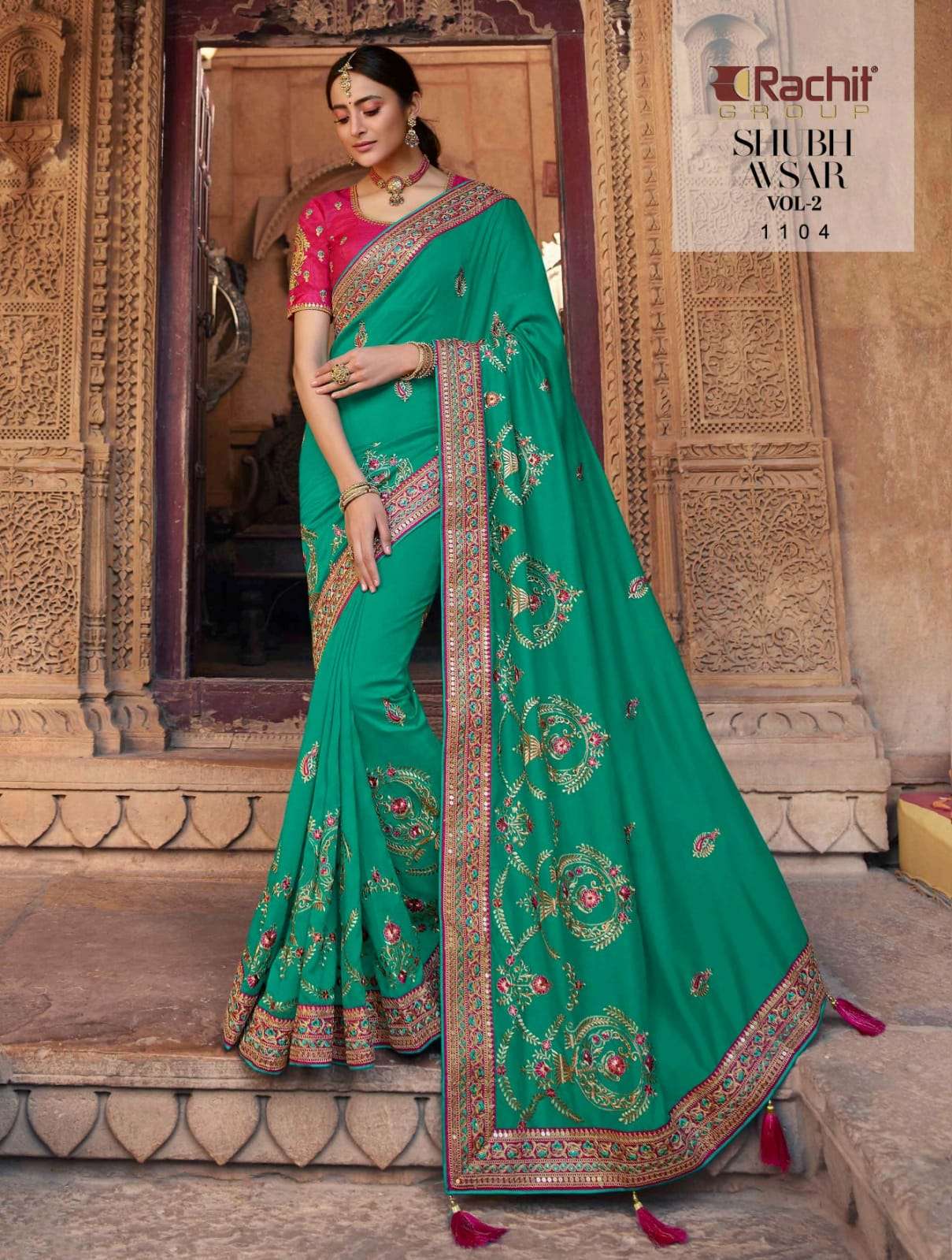 SHUBH AVSAR VOL-2 BY RACHIT 1101 TO 1114 SERIES COLORFUL BEAUTIFUL FANCY PARTY WEAR & TRADITIONAL WEAR FANCY SAREES AT WHOLESALE PRICE