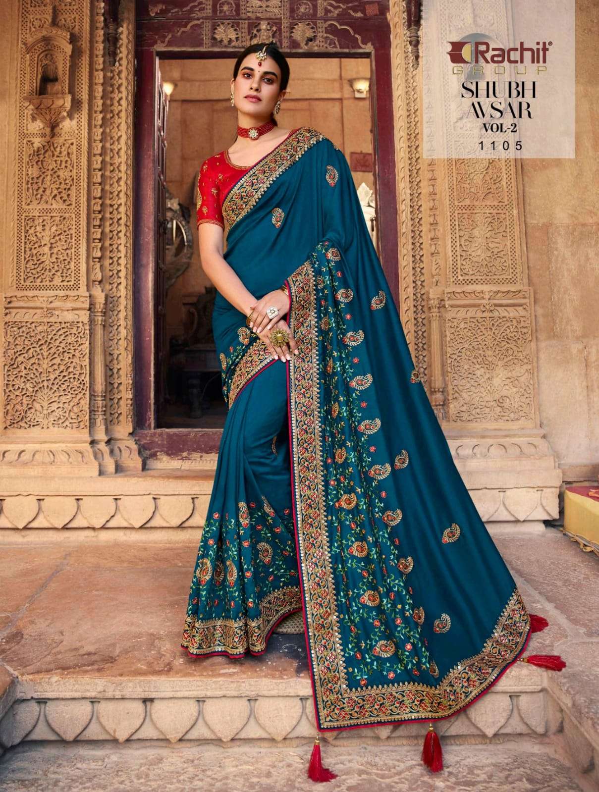 SHUBH AVSAR VOL-2 BY RACHIT 1101 TO 1114 SERIES COLORFUL BEAUTIFUL FANCY PARTY WEAR & TRADITIONAL WEAR FANCY SAREES AT WHOLESALE PRICE