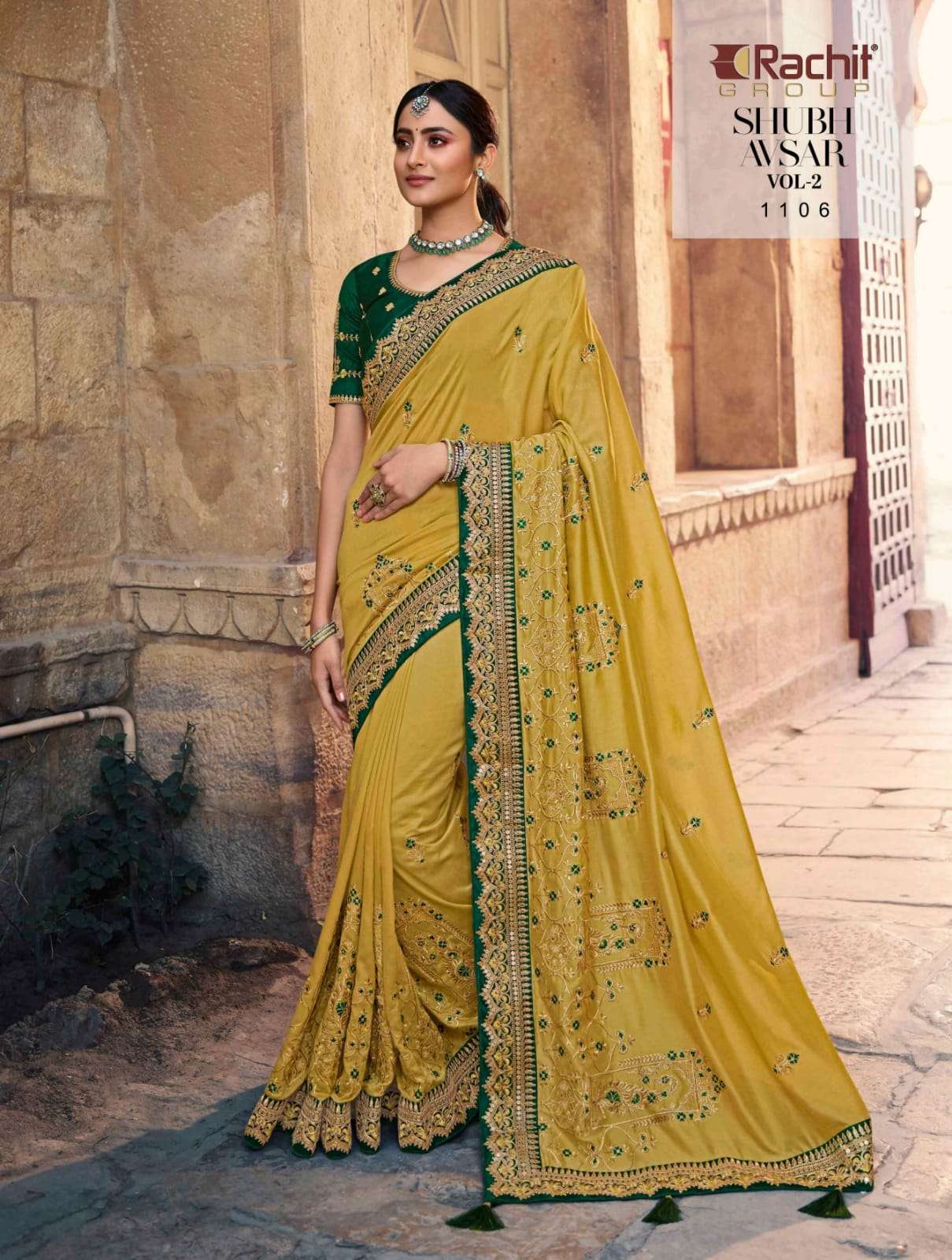 SHUBH AVSAR VOL-2 BY RACHIT 1101 TO 1114 SERIES COLORFUL BEAUTIFUL FANCY PARTY WEAR & TRADITIONAL WEAR FANCY SAREES AT WHOLESALE PRICE
