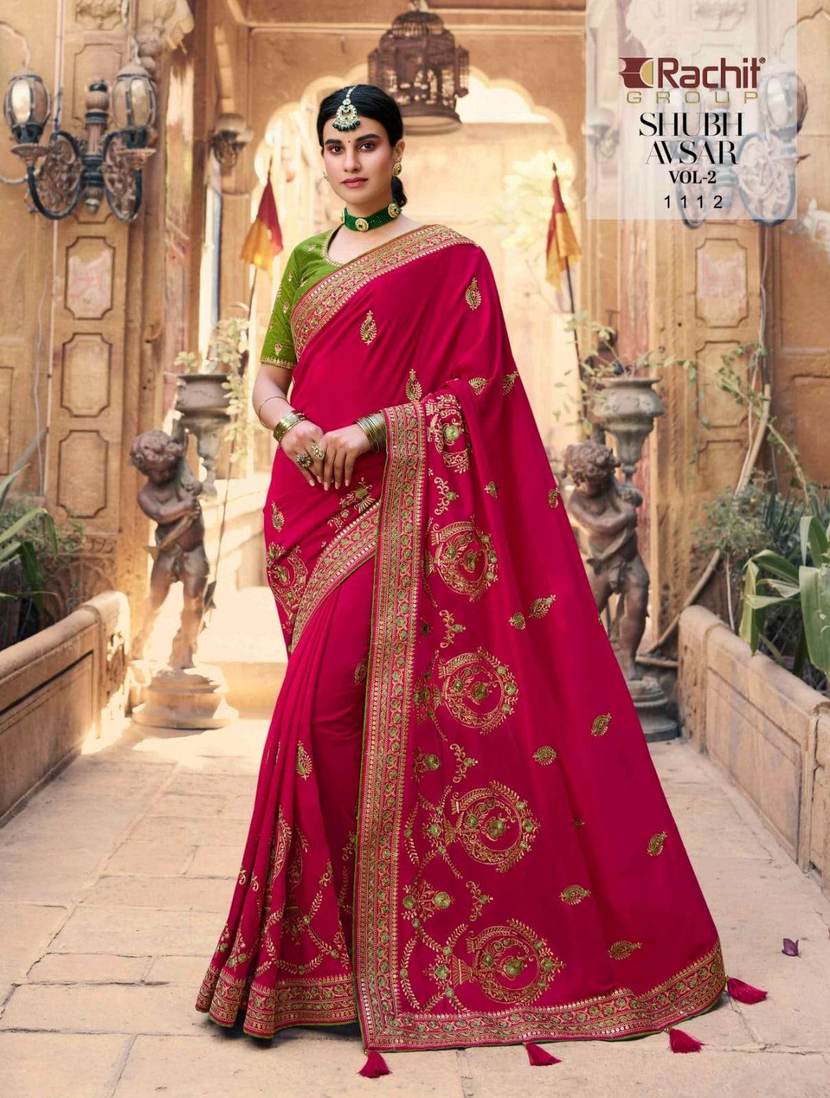 SHUBH AVSAR VOL-2 BY RACHIT 1101 TO 1114 SERIES COLORFUL BEAUTIFUL FANCY PARTY WEAR & TRADITIONAL WEAR FANCY SAREES AT WHOLESALE PRICE