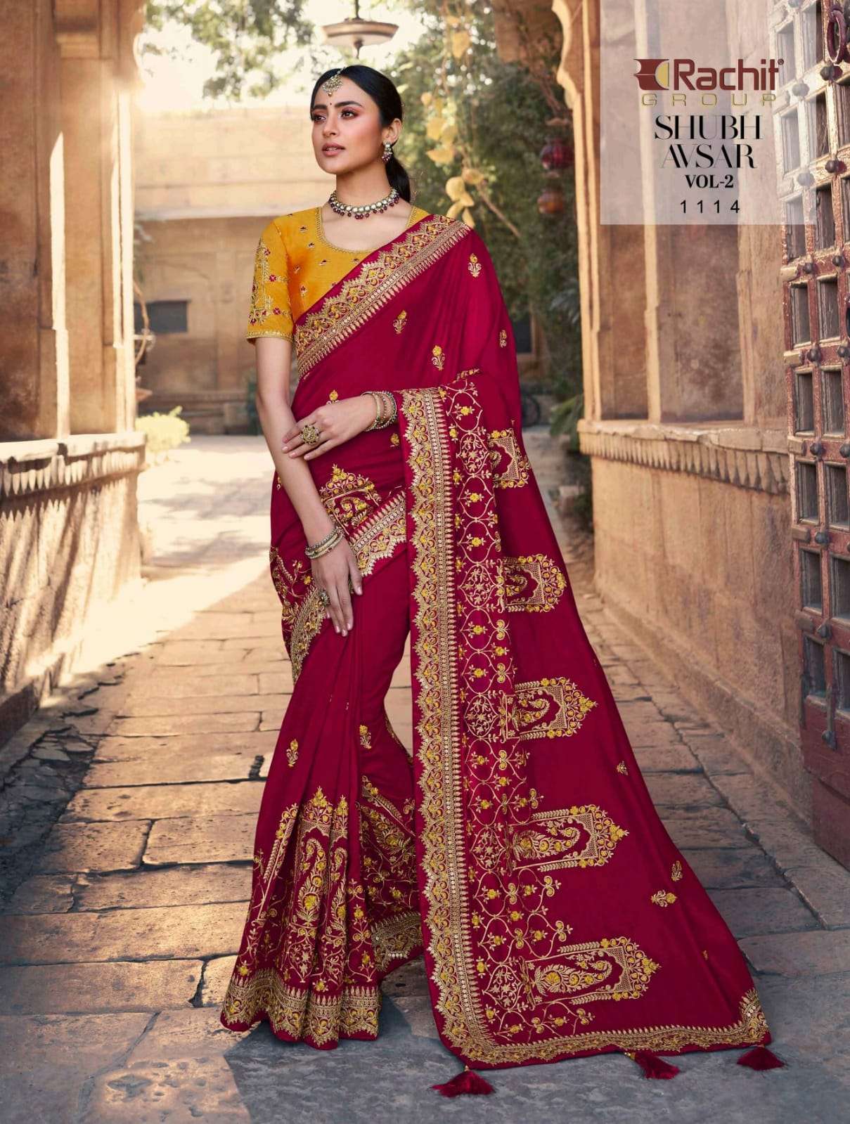 SHUBH AVSAR VOL-2 BY RACHIT 1101 TO 1114 SERIES COLORFUL BEAUTIFUL FANCY PARTY WEAR & TRADITIONAL WEAR FANCY SAREES AT WHOLESALE PRICE