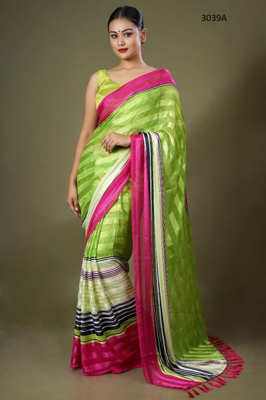 MANJULA 3039 COLOURS BY MANJULA 3039-A TO 3039-D SERIES INDIAN TRADITIONAL WEAR COLLECTION BEAUTIFUL STYLISH FANCY COLORFUL PARTY WEAR & OCCASIONAL WEAR CHIFFON SATIN SAREES AT WHOLESALE PRICE