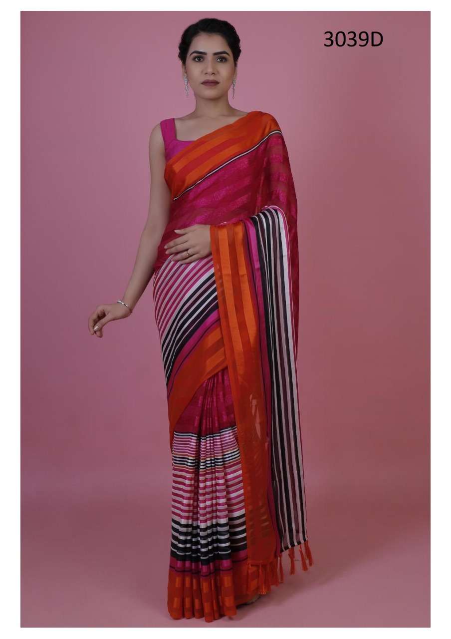 MANJULA 3039 COLOURS BY MANJULA 3039-A TO 3039-D SERIES INDIAN TRADITIONAL WEAR COLLECTION BEAUTIFUL STYLISH FANCY COLORFUL PARTY WEAR & OCCASIONAL WEAR CHIFFON SATIN SAREES AT WHOLESALE PRICE