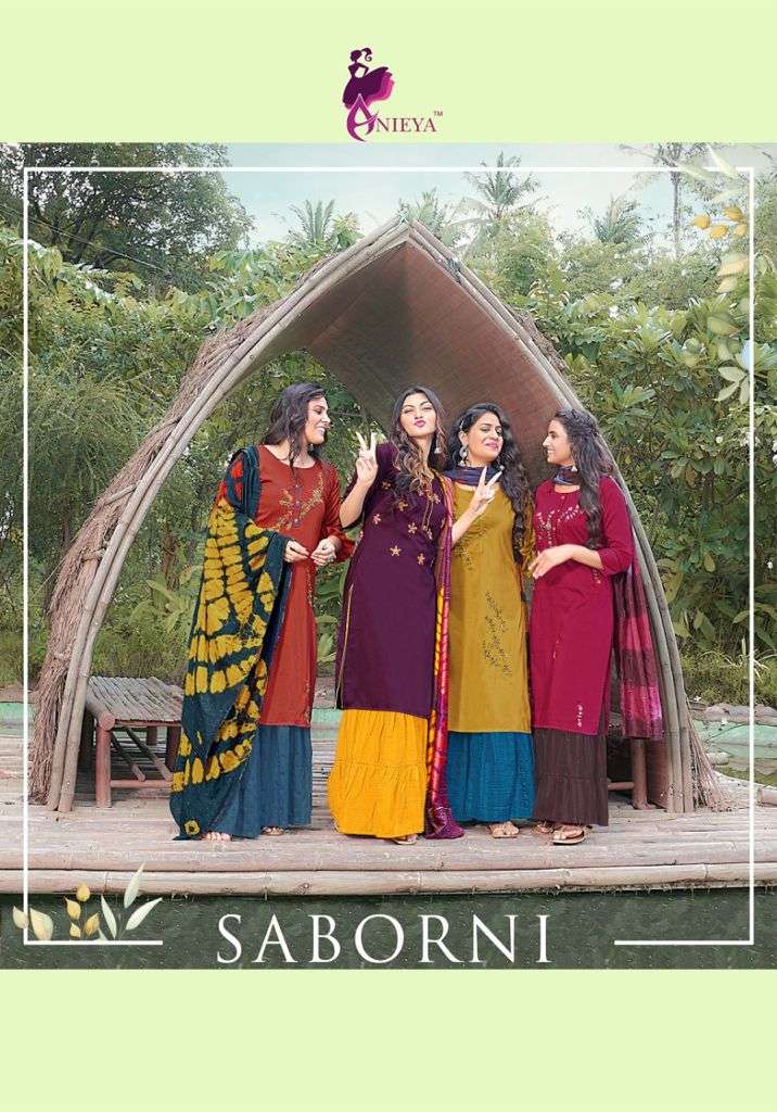 SABORNI BY ANIEYA 1001 TO 1004 SERIES BEAUTIFUL SUITS COLORFUL STYLISH FANCY CASUAL WEAR & ETHNIC WEAR CHINNON WITH WORK DRESSES AT WHOLESALE PRICE