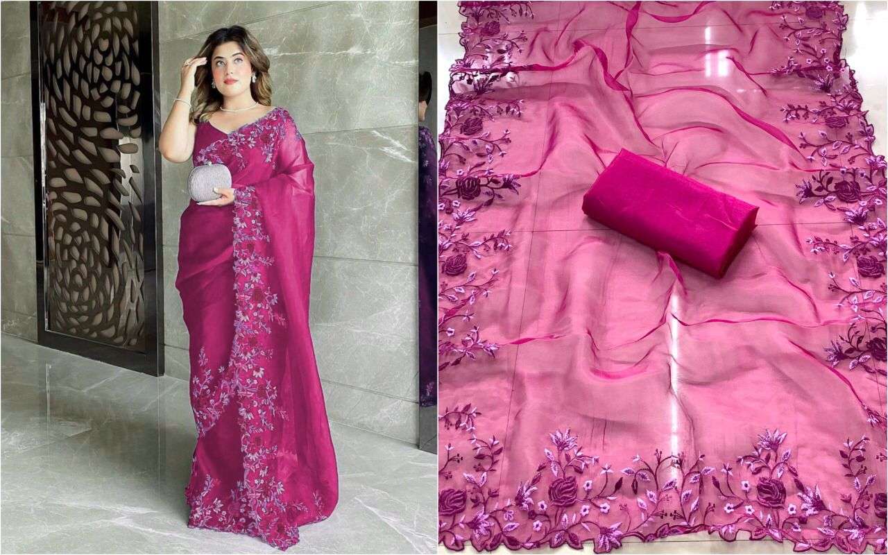 SLYVIE VOL-3 BY INDO VASTRA 301 TO 305 SERIES INDIAN TRADITIONAL WEAR COLLECTION BEAUTIFUL STYLISH FANCY COLORFUL PARTY WEAR & OCCASIONAL WEAR ORGANZA SAREES AT WHOLESALE PRICE