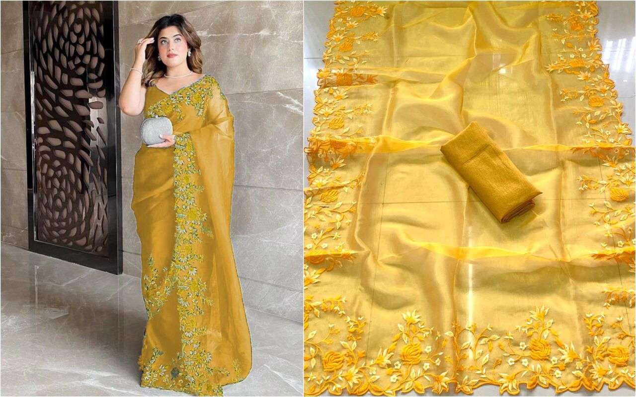SLYVIE VOL-3 BY INDO VASTRA 301 TO 305 SERIES INDIAN TRADITIONAL WEAR COLLECTION BEAUTIFUL STYLISH FANCY COLORFUL PARTY WEAR & OCCASIONAL WEAR ORGANZA SAREES AT WHOLESALE PRICE