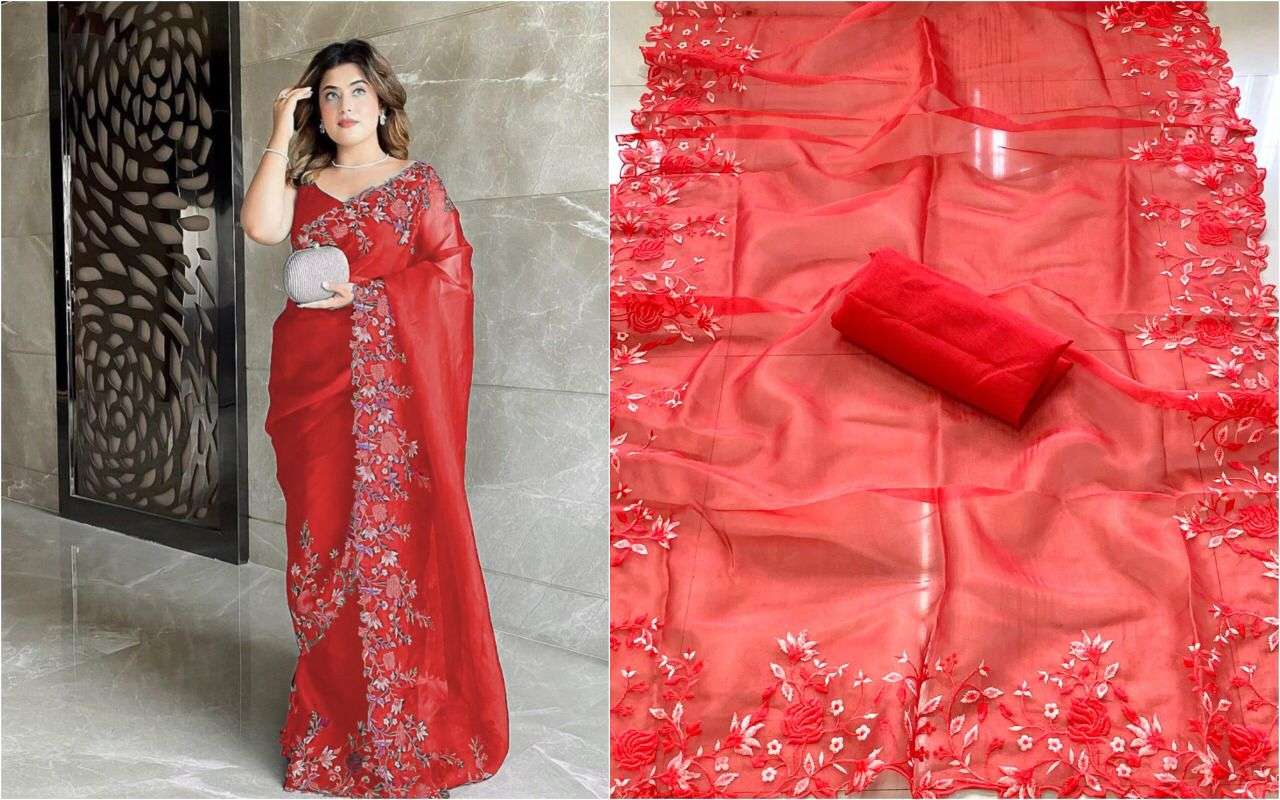 SLYVIE VOL-3 BY INDO VASTRA 301 TO 305 SERIES INDIAN TRADITIONAL WEAR COLLECTION BEAUTIFUL STYLISH FANCY COLORFUL PARTY WEAR & OCCASIONAL WEAR ORGANZA SAREES AT WHOLESALE PRICE
