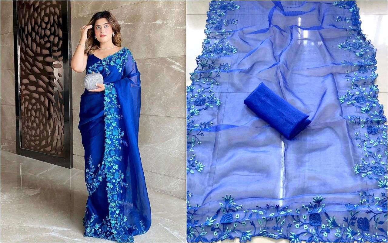 SLYVIE VOL-3 BY INDO VASTRA 301 TO 305 SERIES INDIAN TRADITIONAL WEAR COLLECTION BEAUTIFUL STYLISH FANCY COLORFUL PARTY WEAR & OCCASIONAL WEAR ORGANZA SAREES AT WHOLESALE PRICE