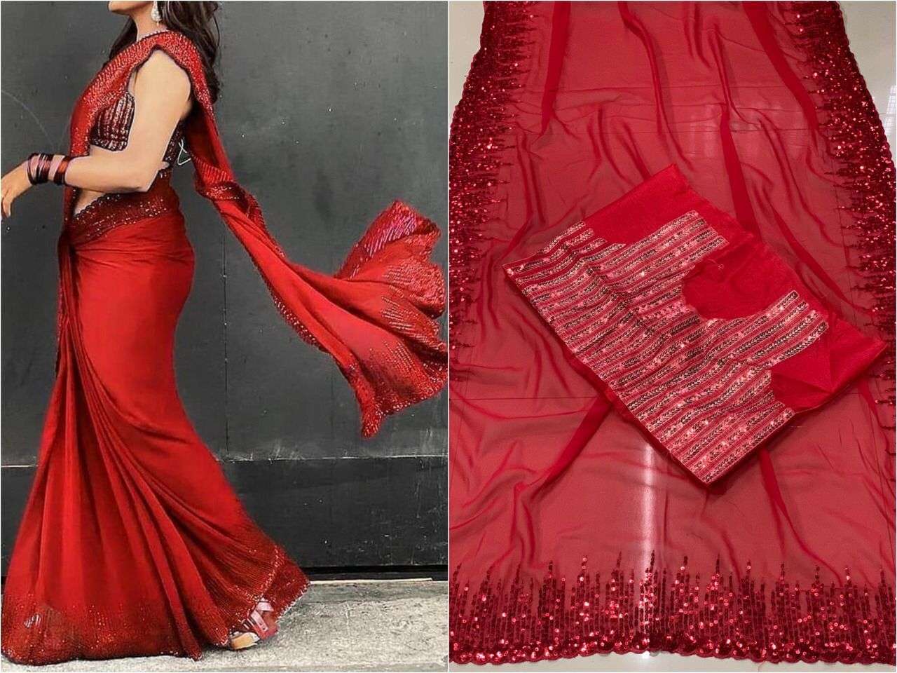 SONIYA BY INDO VASTRA INDIAN TRADITIONAL WEAR COLLECTION BEAUTIFUL STYLISH FANCY COLORFUL PARTY WEAR & OCCASIONAL WEAR GEORGETTE SAREES AT WHOLESALE PRICE