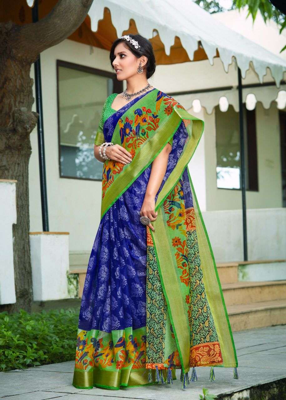 GOLDEN EYE BY MYRA 01 TO 09 SERIES INDIAN TRADITIONAL WEAR COLLECTION BEAUTIFUL STYLISH FANCY COLORFUL PARTY WEAR & OCCASIONAL WEAR ORGANZA BRASSO SILK SAREES AT WHOLESALE PRICE