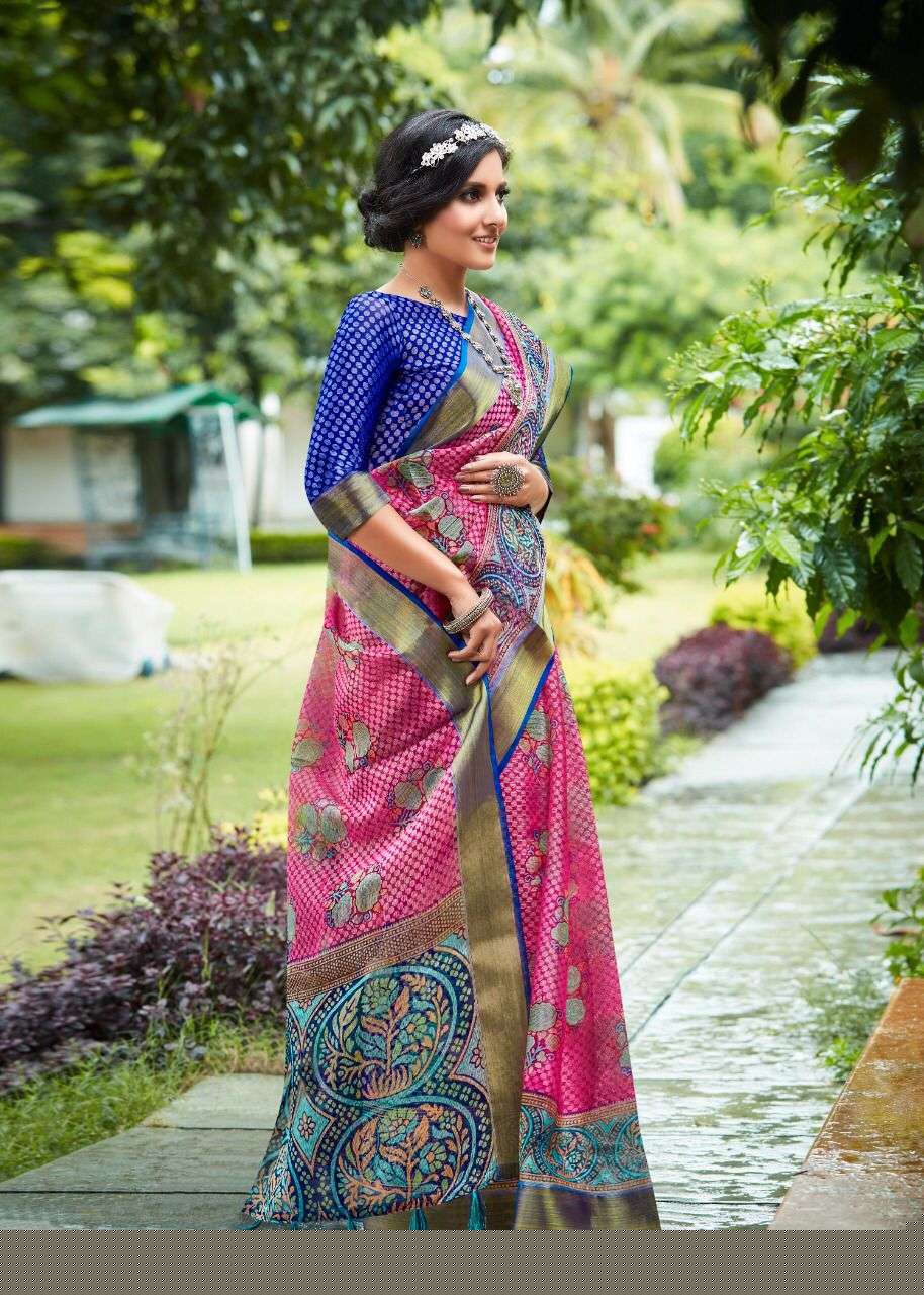 GOLDEN EYE BY MYRA 01 TO 09 SERIES INDIAN TRADITIONAL WEAR COLLECTION BEAUTIFUL STYLISH FANCY COLORFUL PARTY WEAR & OCCASIONAL WEAR ORGANZA BRASSO SILK SAREES AT WHOLESALE PRICE