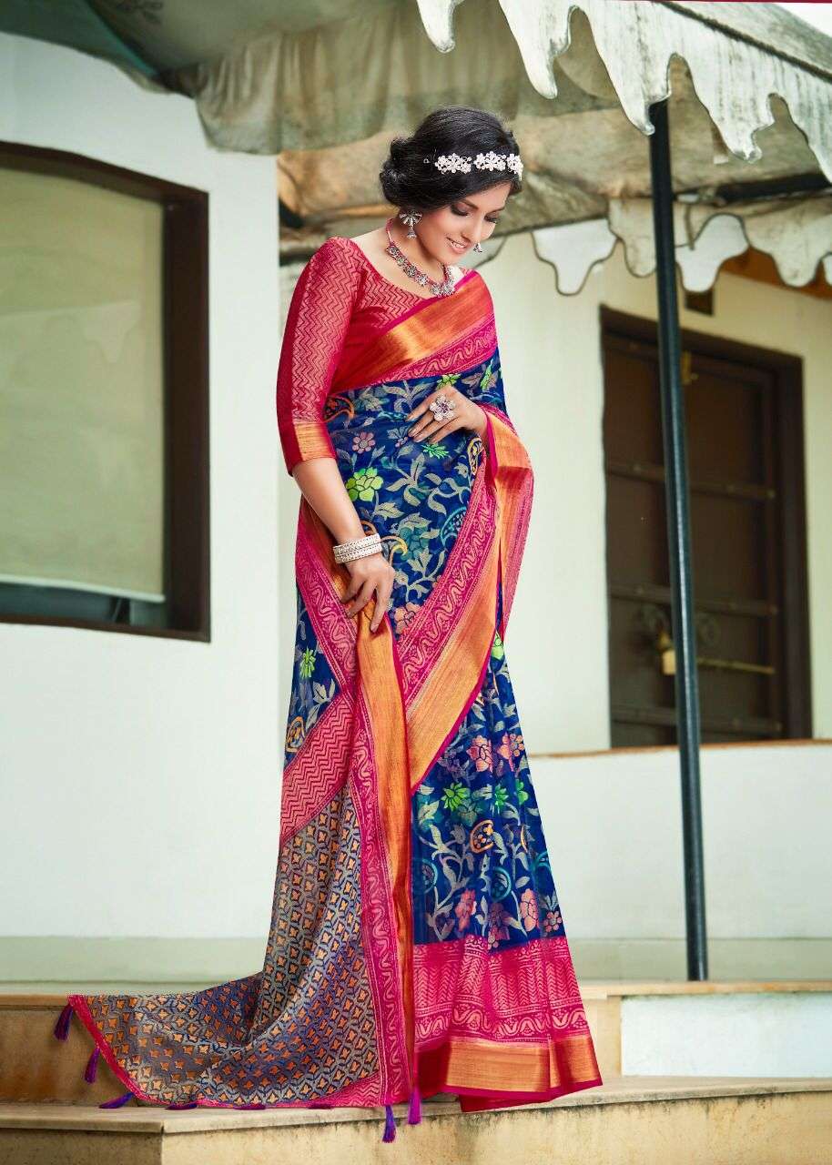GOLDEN EYE BY MYRA 01 TO 09 SERIES INDIAN TRADITIONAL WEAR COLLECTION BEAUTIFUL STYLISH FANCY COLORFUL PARTY WEAR & OCCASIONAL WEAR ORGANZA BRASSO SILK SAREES AT WHOLESALE PRICE