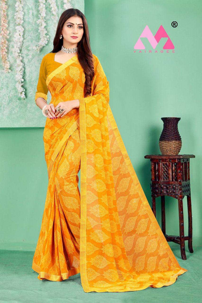 SARASWATI VOL-8 BY VAIRAGEE 801 TO 809 SERIES INDIAN TRADITIONAL WEAR COLLECTION BEAUTIFUL STYLISH FANCY COLORFUL PARTY WEAR & OCCASIONAL WEAR ROYAL GEORGETTE SAREES AT WHOLESALE PRICE
