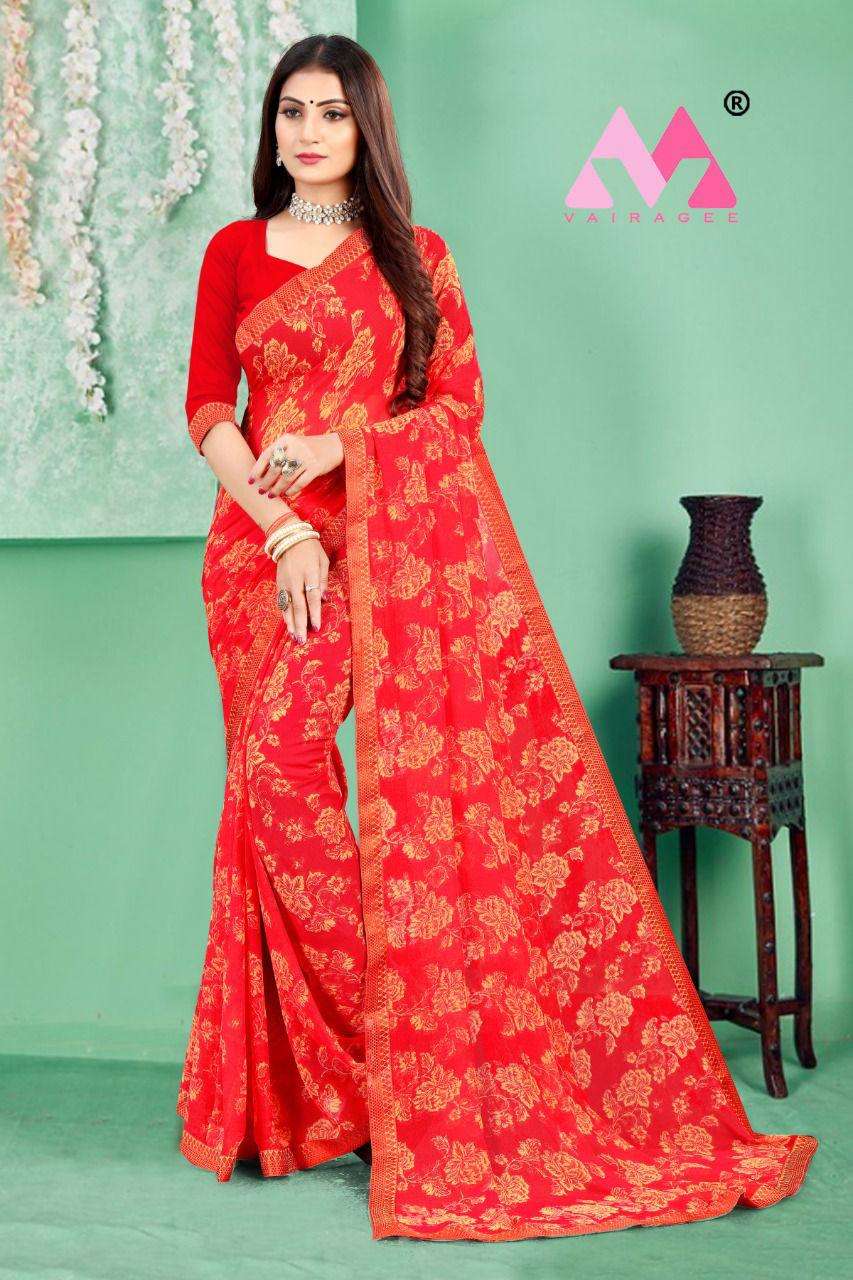 SARASWATI VOL-8 BY VAIRAGEE 801 TO 809 SERIES INDIAN TRADITIONAL WEAR COLLECTION BEAUTIFUL STYLISH FANCY COLORFUL PARTY WEAR & OCCASIONAL WEAR ROYAL GEORGETTE SAREES AT WHOLESALE PRICE