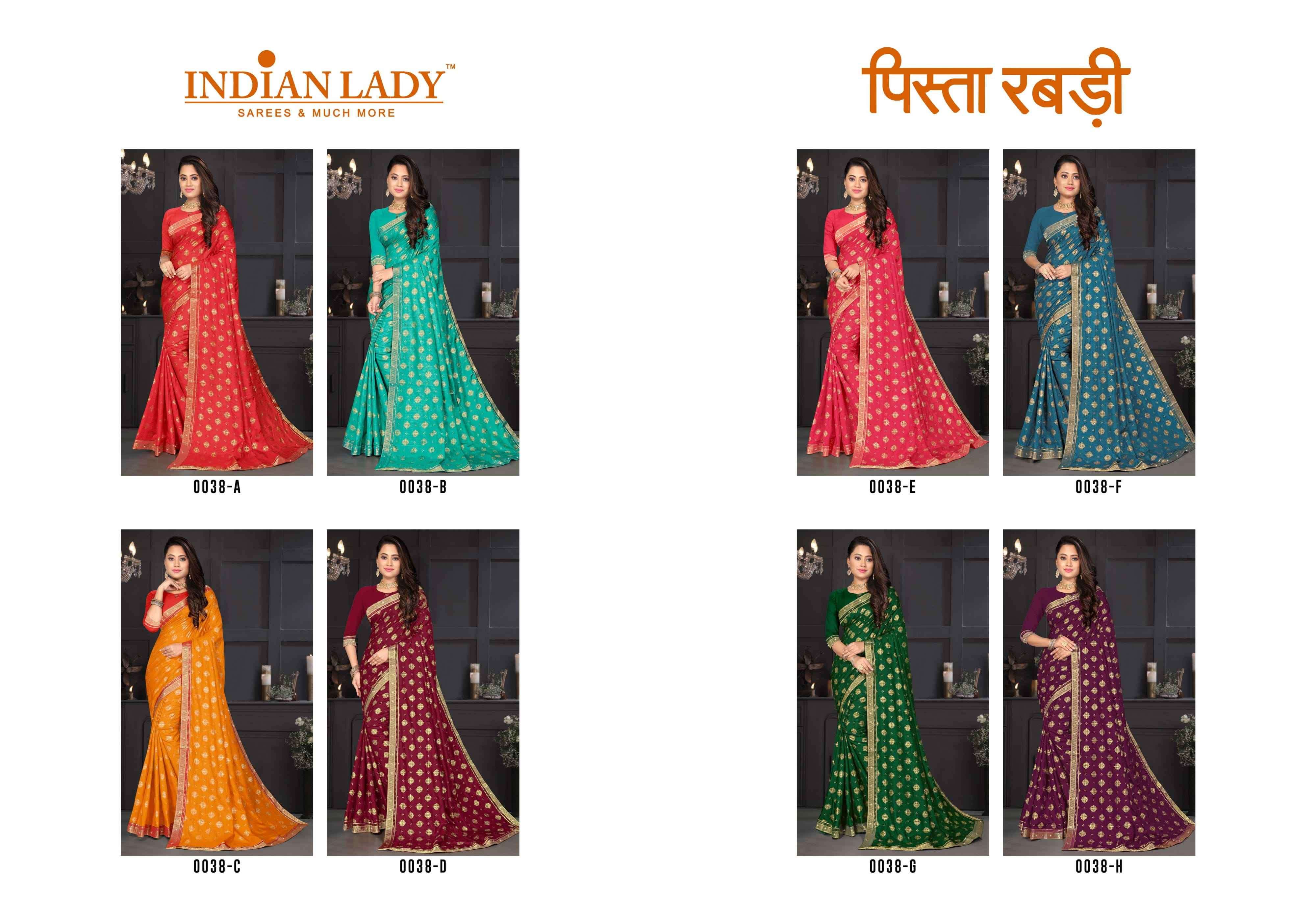 PISTA RABDI BY INDIAN WOMEN 0038-A TO 0038-H SERIES INDIAN TRADITIONAL WEAR COLLECTION BEAUTIFUL STYLISH FANCY COLORFUL PARTY WEAR & OCCASIONAL WEAR VICHITRA SILK SAREES AT WHOLESALE PRICE