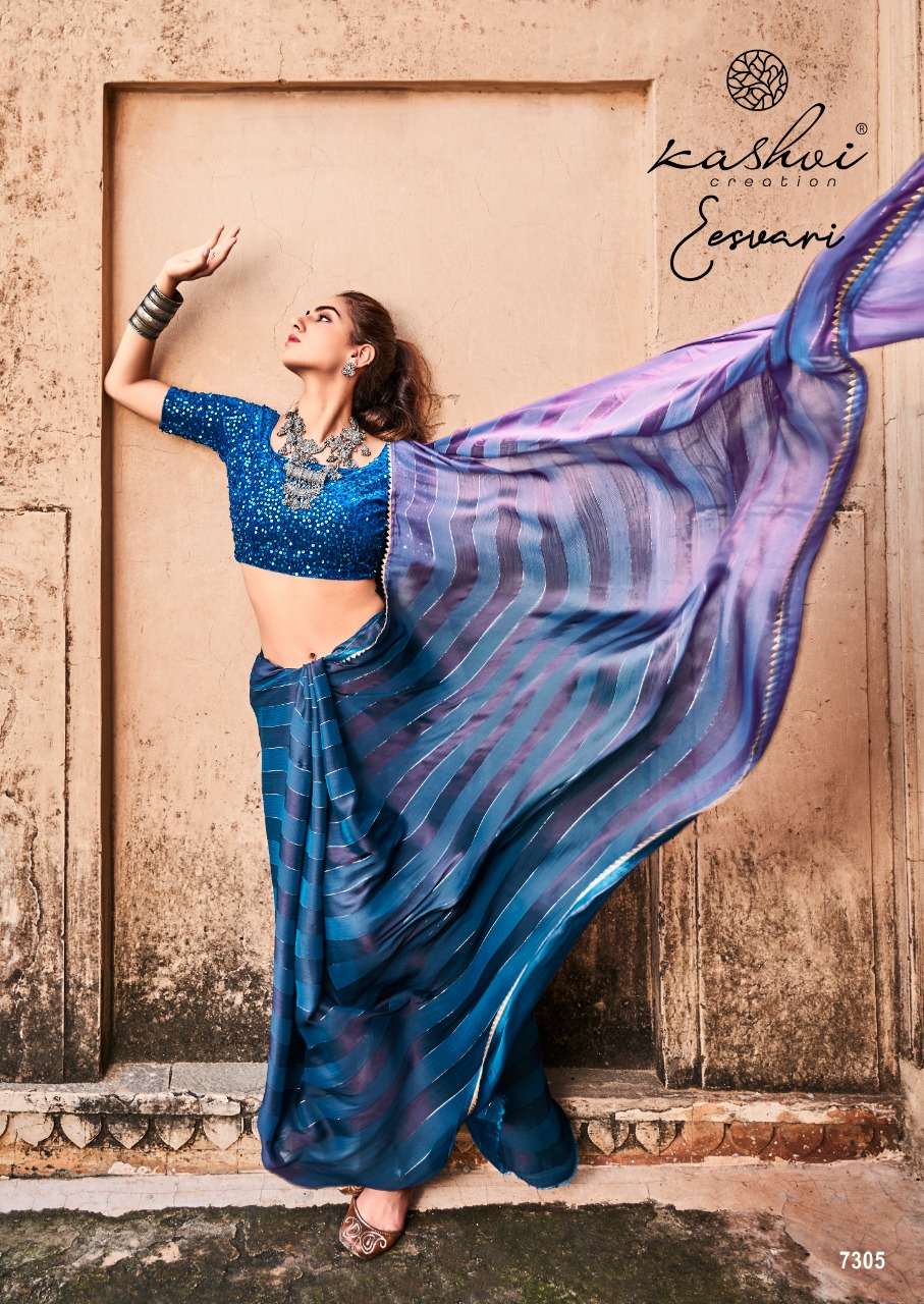 EESVARI BY KASHVI CREATION 7301 TO 7310 SERIES INDIAN TRADITIONAL WEAR COLLECTION BEAUTIFUL STYLISH FANCY COLORFUL PARTY WEAR & OCCASIONAL WEAR SATIN SAREES AT WHOLESALE PRICE