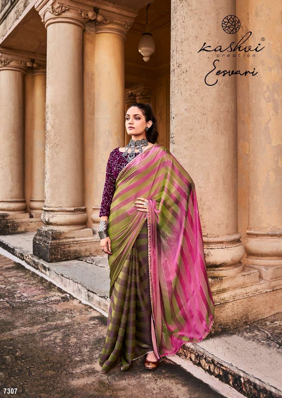 EESVARI BY KASHVI CREATION 7301 TO 7310 SERIES INDIAN TRADITIONAL WEAR COLLECTION BEAUTIFUL STYLISH FANCY COLORFUL PARTY WEAR & OCCASIONAL WEAR SATIN SAREES AT WHOLESALE PRICE