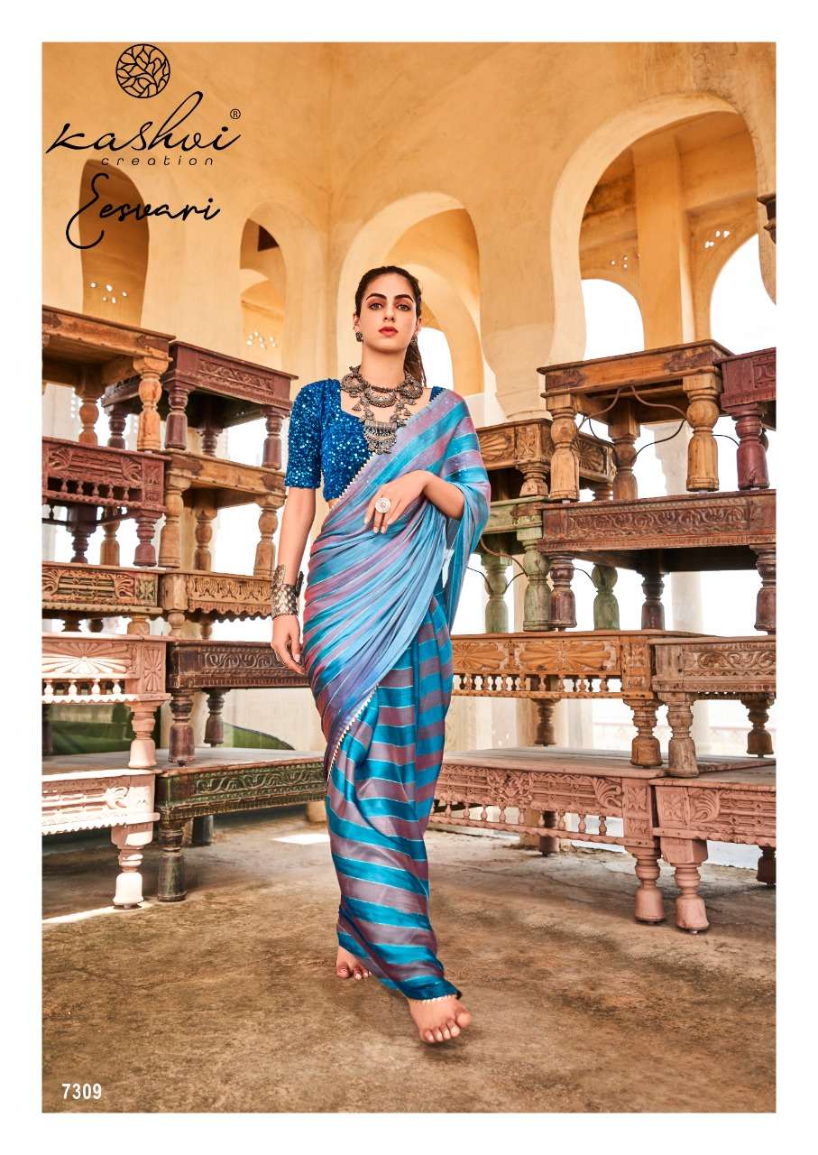 EESVARI BY KASHVI CREATION 7301 TO 7310 SERIES INDIAN TRADITIONAL WEAR COLLECTION BEAUTIFUL STYLISH FANCY COLORFUL PARTY WEAR & OCCASIONAL WEAR SATIN SAREES AT WHOLESALE PRICE