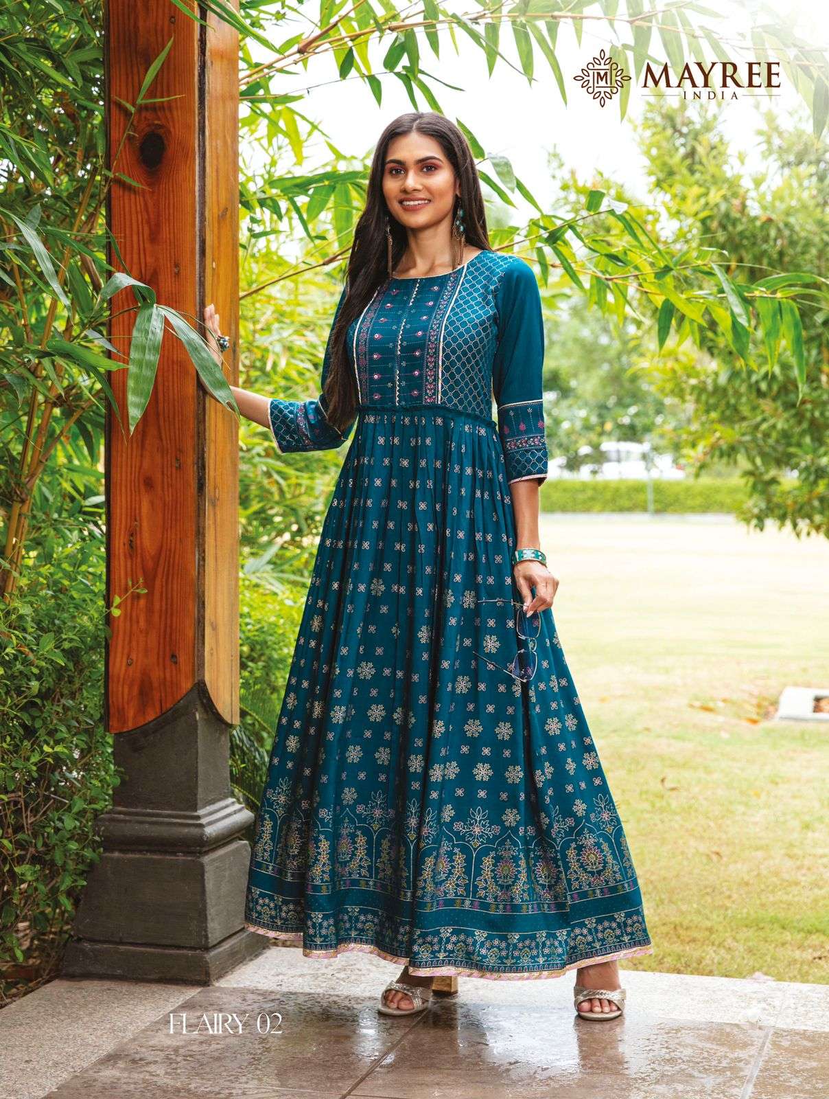 FLAIRY BY MAYREE 01 TO 06 SERIES BEAUTIFUL STYLISH FANCY COLORFUL CASUAL WEAR & ETHNIC WEAR HEAVY SILK PRINT GOWNS AT WHOLESALE PRICE