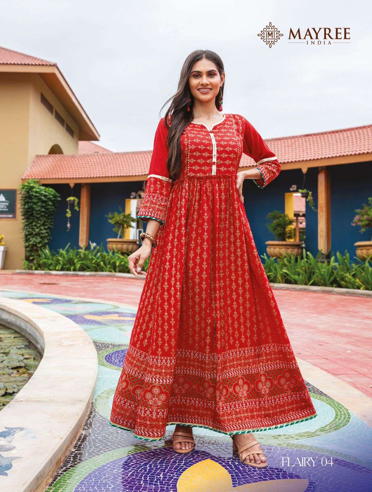 FLAIRY BY MAYREE 01 TO 06 SERIES BEAUTIFUL STYLISH FANCY COLORFUL CASUAL WEAR & ETHNIC WEAR HEAVY SILK PRINT GOWNS AT WHOLESALE PRICE