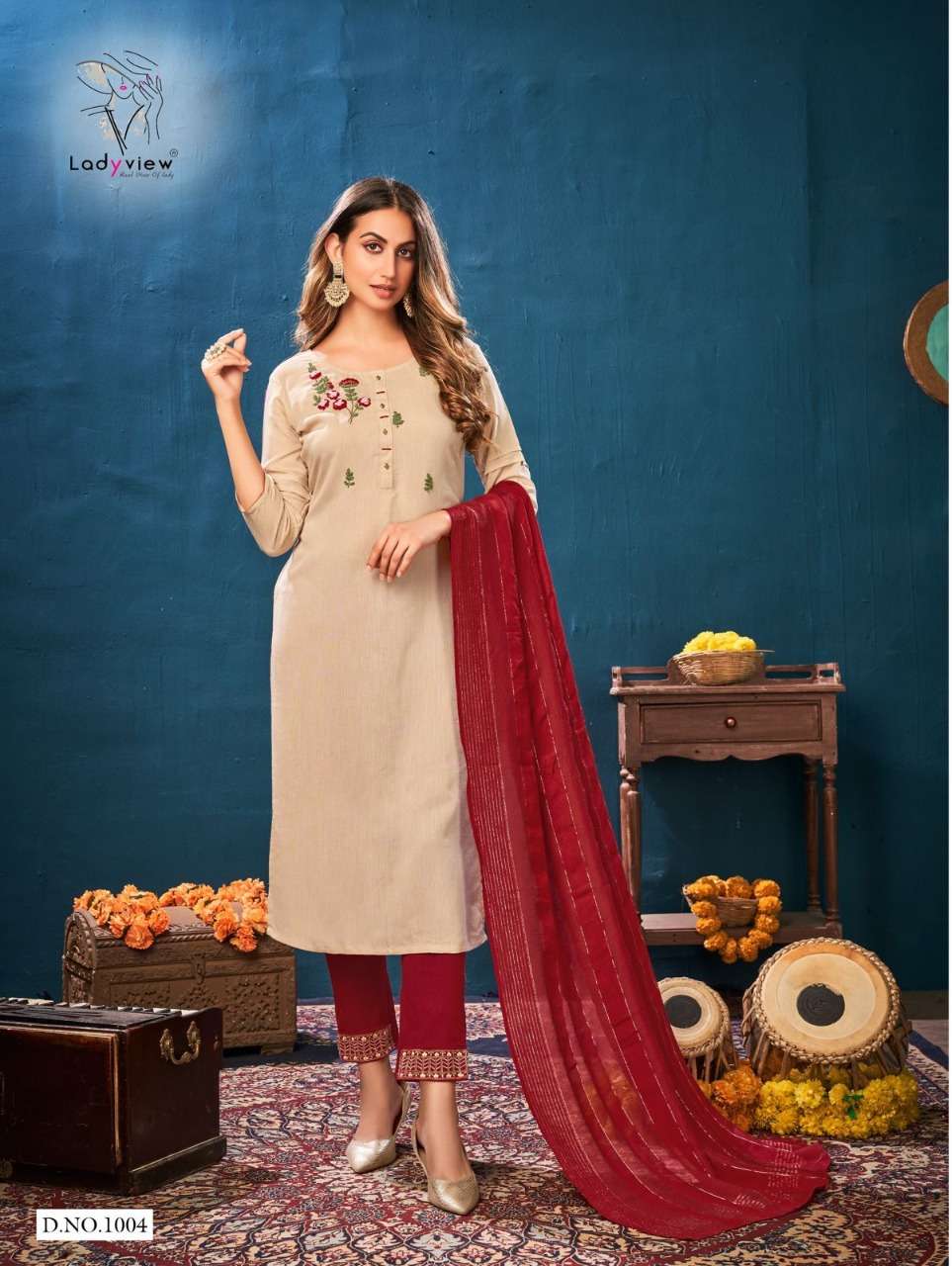 SARANGI BY LADY VIEW 1001 TO 1004 SERIES BEAUTIFUL SUITS COLORFUL STYLISH FANCY CASUAL WEAR & ETHNIC WEAR VISCOSE WITH WORK DRESSES AT WHOLESALE PRICE