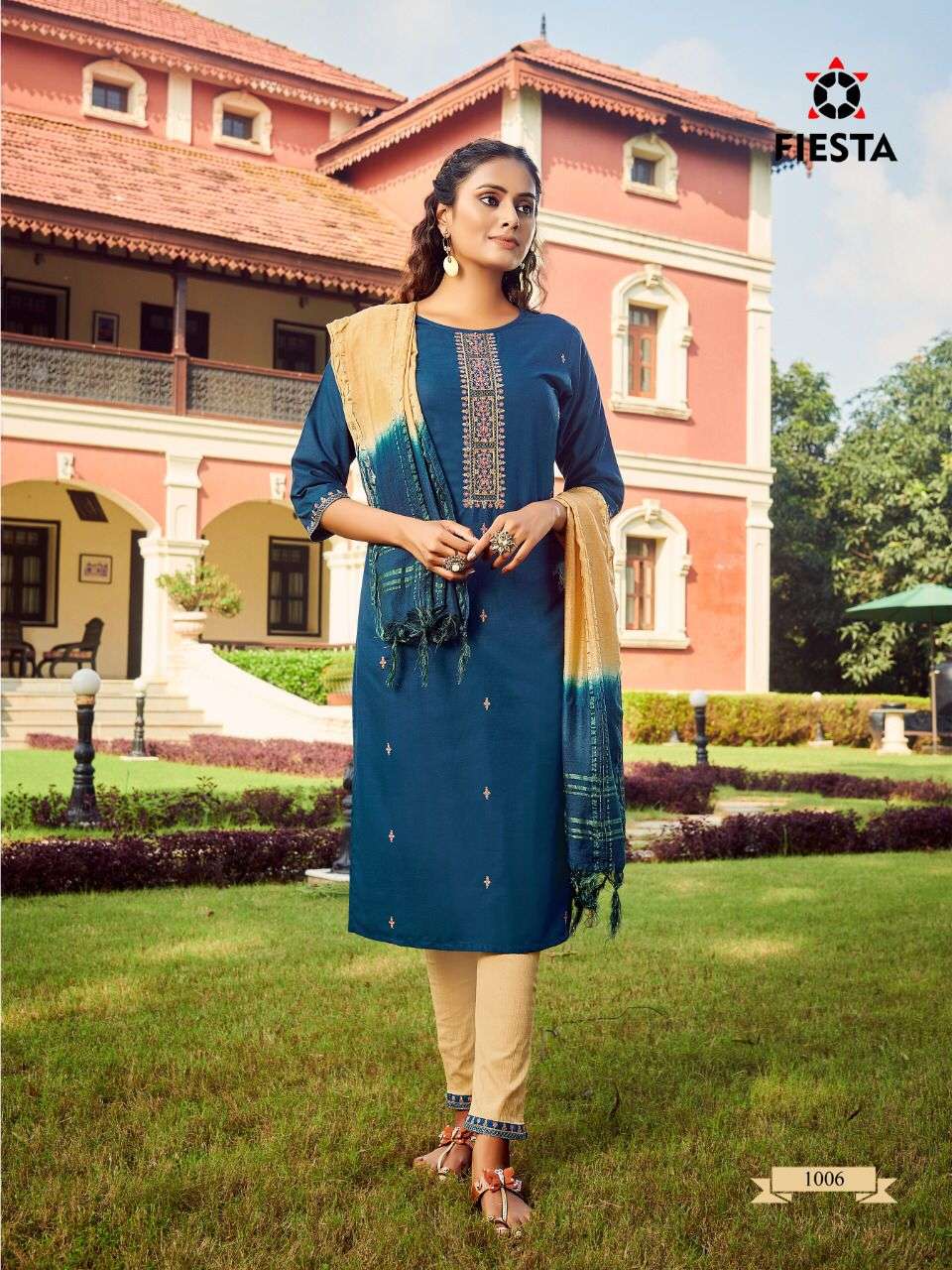 GULBAAG BY FIESTA 1001 TO 1007 SERIES BEAUTIFUL SUITS COLORFUL STYLISH FANCY CASUAL WEAR & ETHNIC WEAR KHADI SILK EMBROIDERED DRESSES AT WHOLESALE PRICE