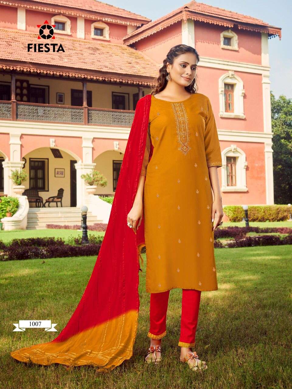 GULBAAG BY FIESTA 1001 TO 1007 SERIES BEAUTIFUL SUITS COLORFUL STYLISH FANCY CASUAL WEAR & ETHNIC WEAR KHADI SILK EMBROIDERED DRESSES AT WHOLESALE PRICE