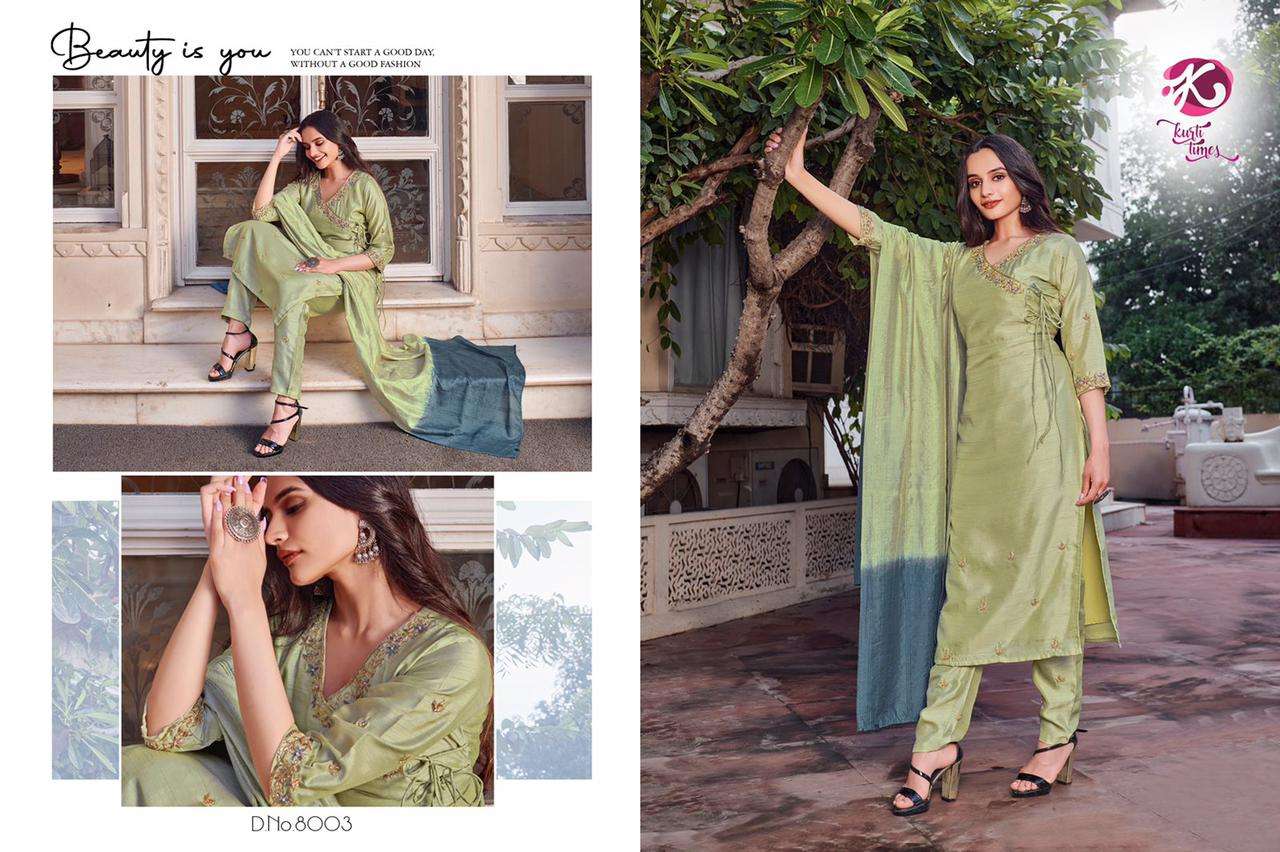 NAYAAB BY KURTI TIMES 8001 TO 8004 SERIES BEAUTIFUL SUITS COLORFUL STYLISH FANCY CASUAL WEAR & ETHNIC WEAR SILK WITH WORK DRESSES AT WHOLESALE PRICE