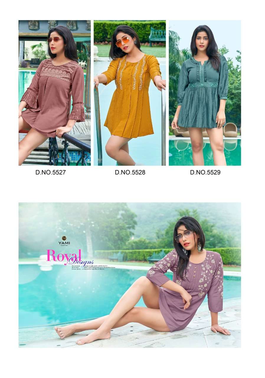Rare Vol-2 By Yami Fashion 5621 To 5629 Series Beautiful Stylish Fancy Colorful Casual Wear & Ethnic Wear Viscose Chinnon Tops At Wholesale Price